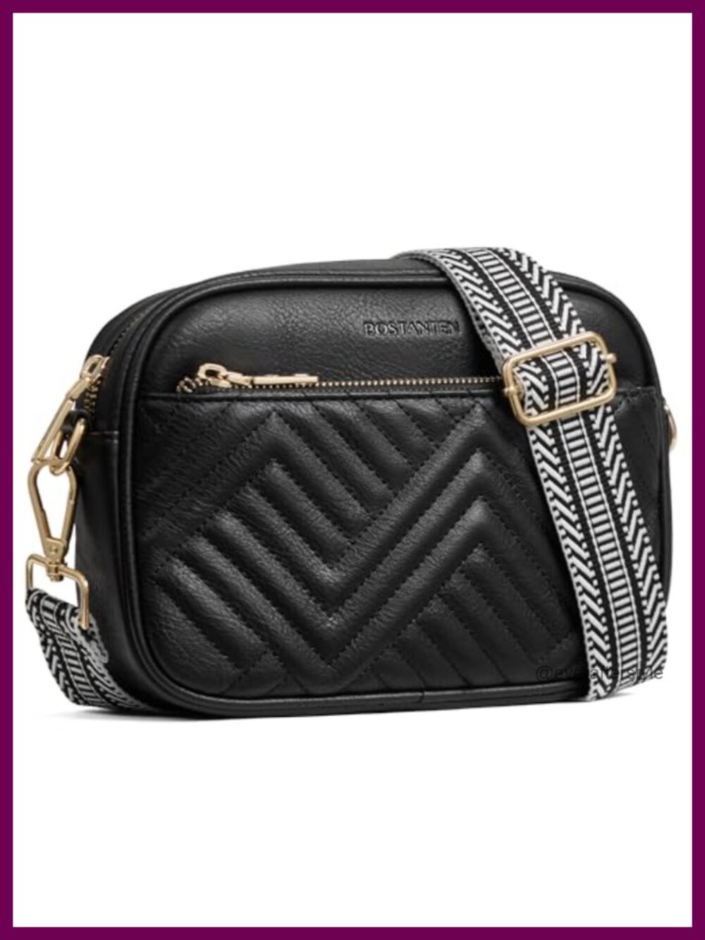 Quilted Small Crossbody Bag Vegan Leather RFID Wide Strap Purse